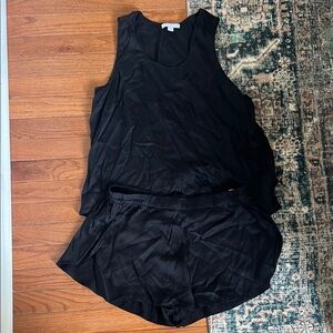 Lunya Black Silk Tank and Shorts Pajama Set - M
